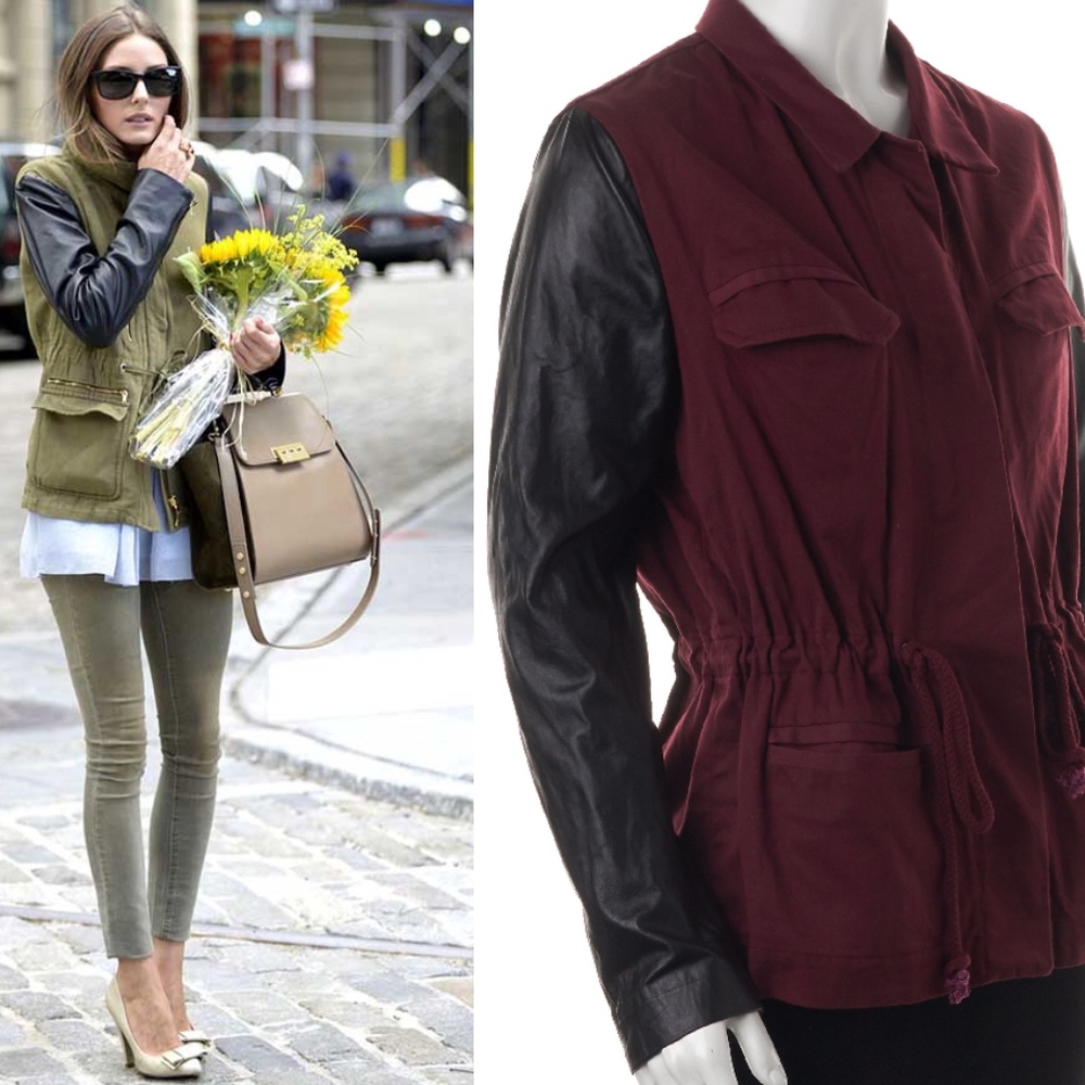BEC & BRIDGE 100% Leather Sleeve Burgundy Safari Jacket ⭐️